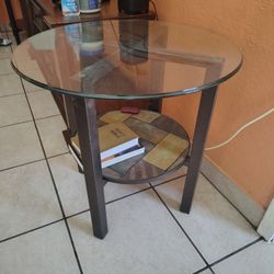 2 Round Glass End Tables