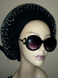 Black color ready made auto gele