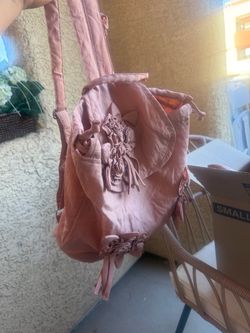 Pink Fabric Backpack with Floral Detail