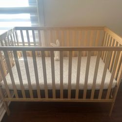 Graco Teddi 4-in-1 Convertible Mini Baby Crib with Mattress, Driftwood