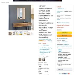 Brand New Gold Antique Rectangular Mirror