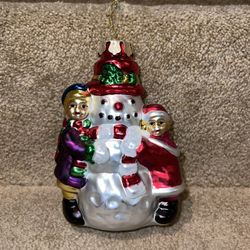 Snowman 7” Blown Glass Christmas ornament