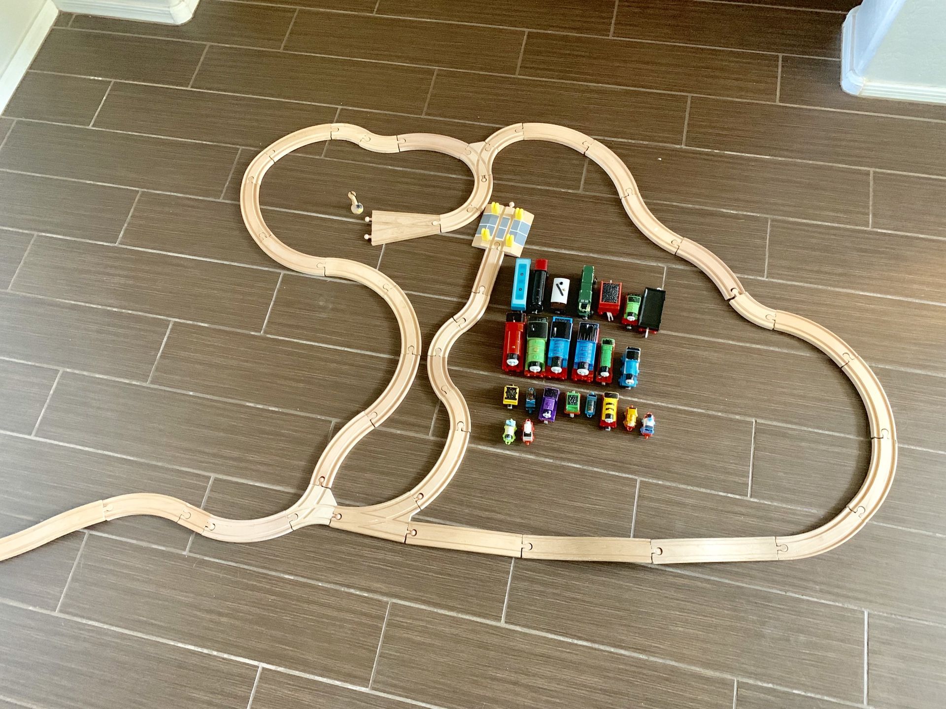Wooden train set with Thomas trains