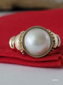 14K Yellow Gold Natural Gray Pearl Gorgeous Ring Size 7 Solid Gold / Anillo de Oro con 1 Perla Gris Natural! 👌🎁Post Tags: Anillo de Oro