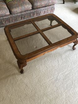 Wooden and glass coffee table
