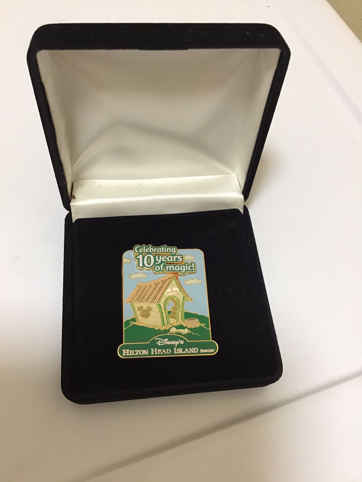 DISNEY HILTON HEAD ISLAND 10th ANNIVERSARY PIN NEW IN VELVET BOX.