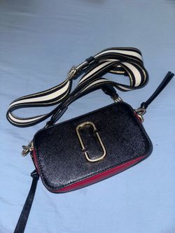Marc Jacob’s Black and Red Crossbody Camera Bag with Gold Hardware