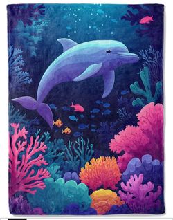 Dolphin Flannel Blanket -