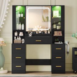 Black vanity with mirror in the box (new in the box)