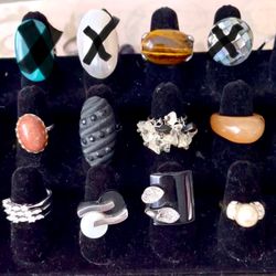 Costume Jewelry Rings With Natural Stones, Size 7-8, Adjustable Rings, Stackable Ring, Cocktail Ring