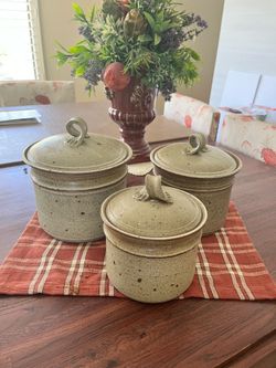 Vintage 1970 Stoneware canister set