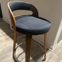 Set of 4 Mid-Century Modern Counter Stools – Walnut/Navy