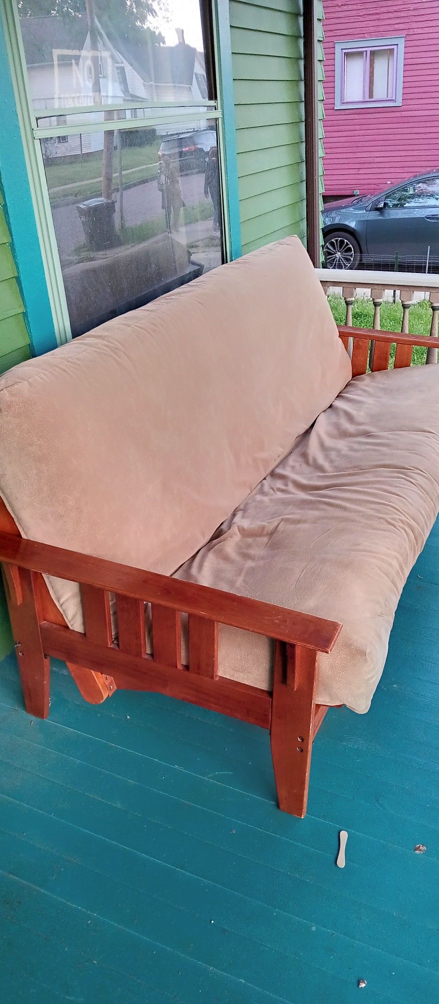 All Wooden Plush Futon Bed /Couch Combo Very very Nice Smells Great And It Yours