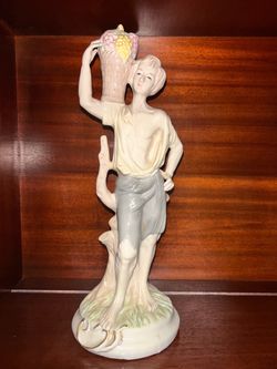 Porcelain Figurine Man with Fruit Basket