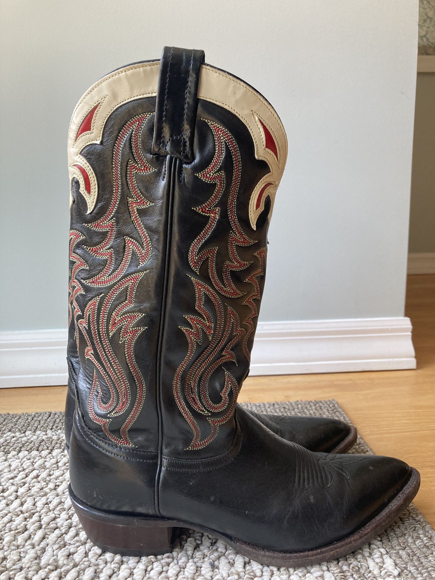 Men's Black Roma Calf Western Boots Size 9