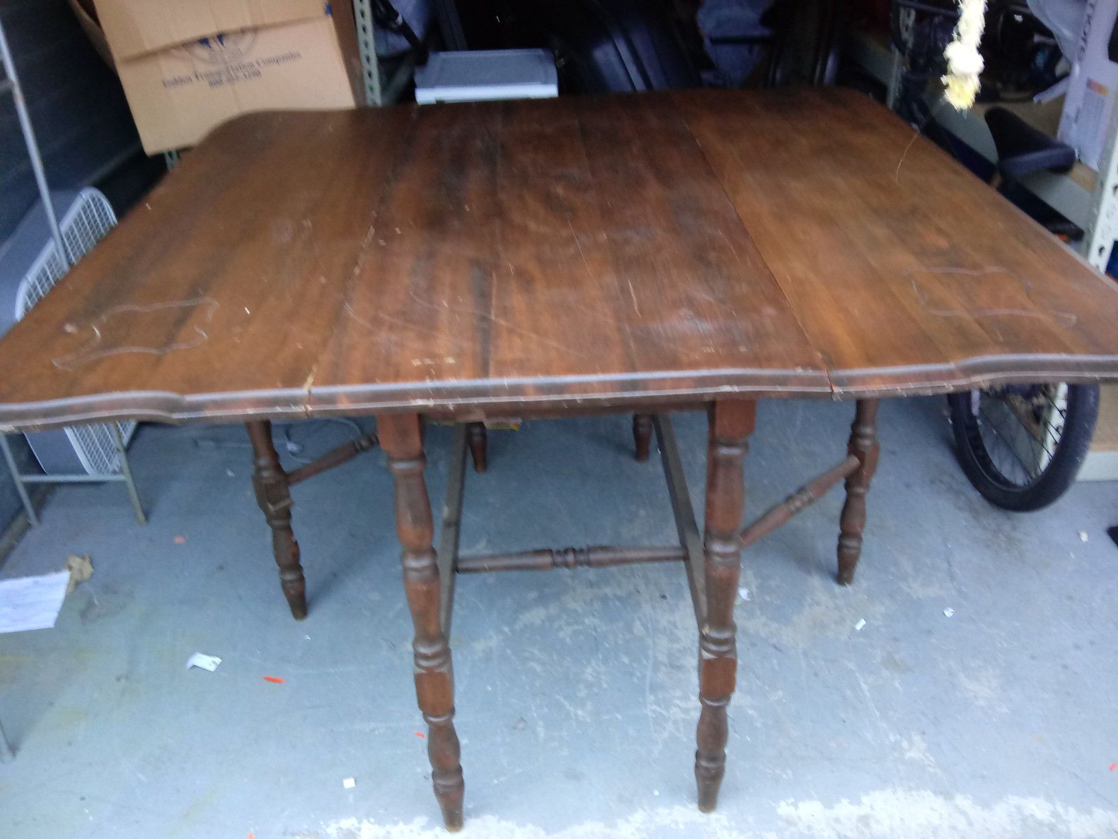 Antique gated 6 leg table made pf walnut