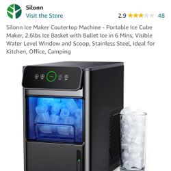 Silonn Ice Maker Coutertop Machine - Portable Ice Cube Maker, 2.6lbs Ice Basket with 