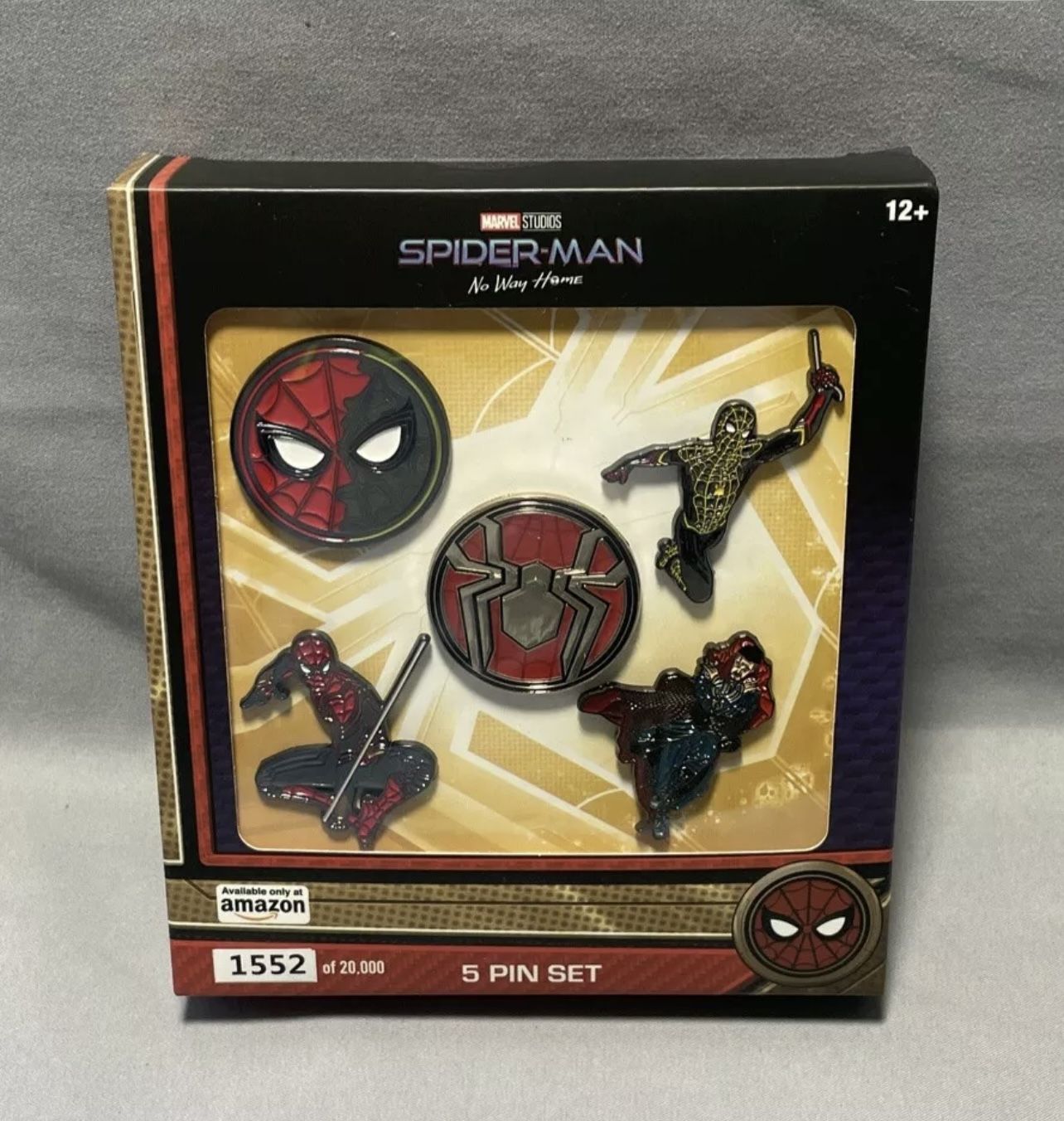 Marvel Studios: Spider-Man "No Way Home" Metal-based and Enamel 5 Lapel Pin Set Comes in an Officially Licensed Box