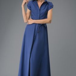 blue cotton dress long