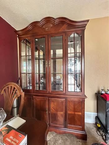 Wood China Cabinet With Working Lights