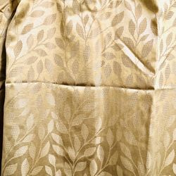 Golden Sheen Leaf Print Shower Curtain, Liner & Decorative Hooks 