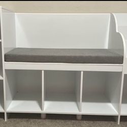 Wooden Bookcase/Shelves With Seat