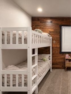 White Wood Twin Bunk Bed Frame