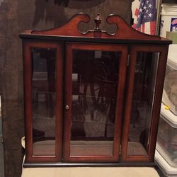 Vintage Bombay Company Curio Cabinet - Wood & Glass Display Case