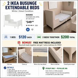 2 IKEA BUSUNGE Extendable Beds – $120 Each or $200 for Both
