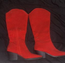 Red half calf boots