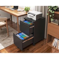 AODK File Cabinet for Home Office, Fully Assembled Filing Cabinet 2 Drawer Rolling File Cabinets with Lock, Small Mobile File Storage Cabinets for A4/