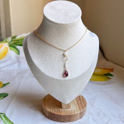 Garnet Wine Red Mint Freshwater Pearl Casual Tassel O Ring Minimalist Necklace