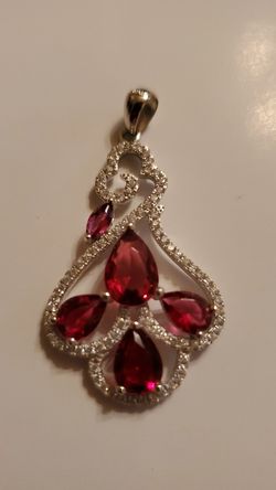 925 sterling silver White topaz and tourmaline pendant