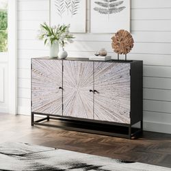 Astral Plains Reclaimed Grey 3 Door Accent Cabinet