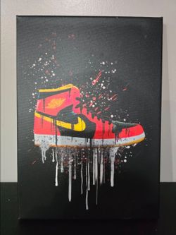 Air Jordan 1 Canvas Wall Art Print Graffiti-Style 14x10