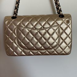 Chanel Classic Double Flap Bag Quilted Lambskin Gold For Sale at