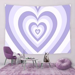 TYTYUU Purple Love Heart Tapestry, Abstract Swirl Cute Tapestry Modern Simple Danish Pastels Art Aesthetic Wall Hanging For Teen Girls Emo Bedroom Liv