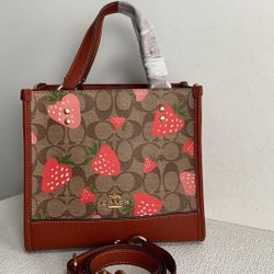 Coach CH324 New Spring Gift Strawberry Theme Print ~ Tote Bag