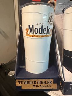 Corona and Modelo tumblers with blue tooth speaker