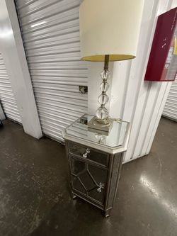 Mirror Night Stand with Lamp