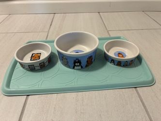 Cat Feeding Bowl Set & Mat