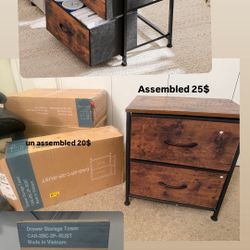 Nightstand with 2 Storage Drawers, 20" Height Small Bed Side Furniture End Table, Wooden Top Fabric Cabinet Kids Night Stand Mini Dresser for Bedroom,