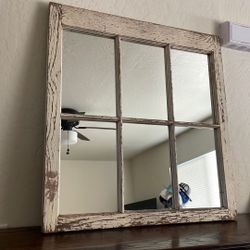 ANTIQUE WINDOW FRAME MIRROR 
