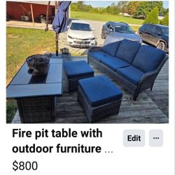 Outdoor Furniture With Fire Pit And Umbrella 