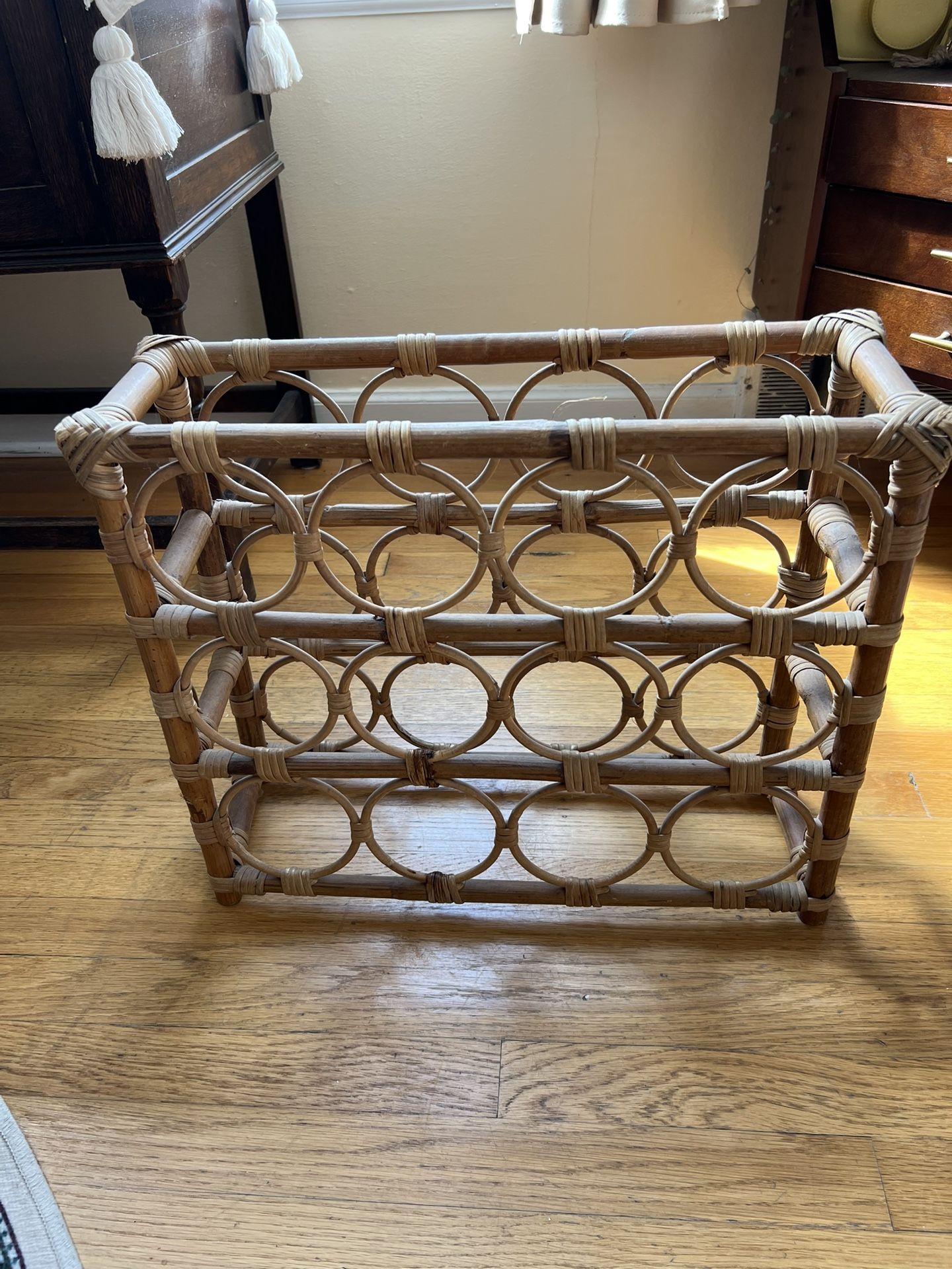 Vintage Rattan Wine Rack