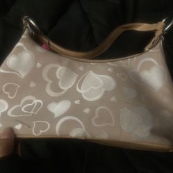 beige heart mini purse