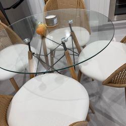 Mid Century rattan Dinner Set 