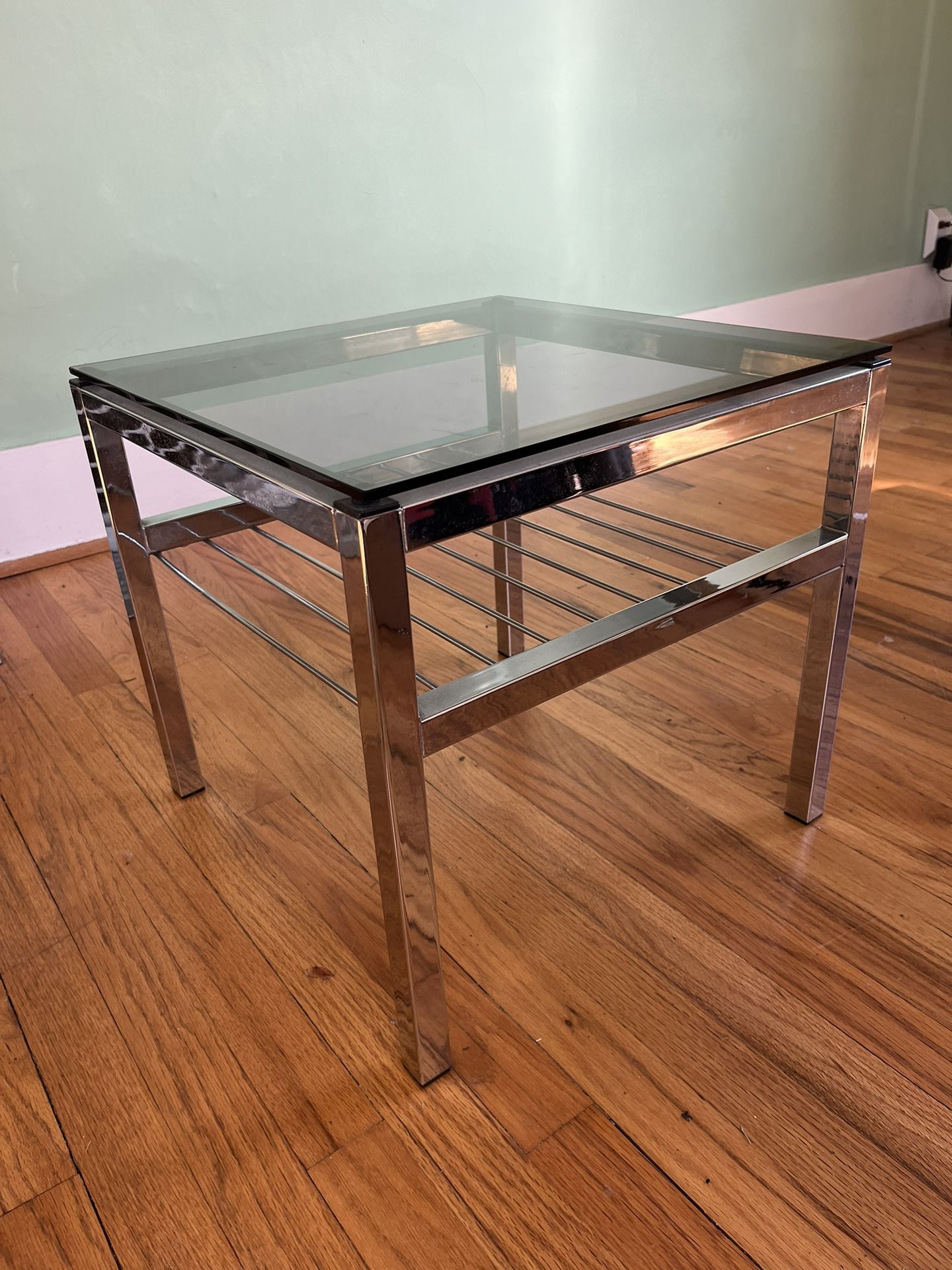 Chrome And Glass Side Table 
