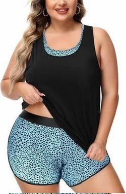 Women Plus Size 3 Piece Tankini Swimsuits Athletic Bathing Suits（size：22 W）
