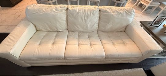 White Leather couch and love seat